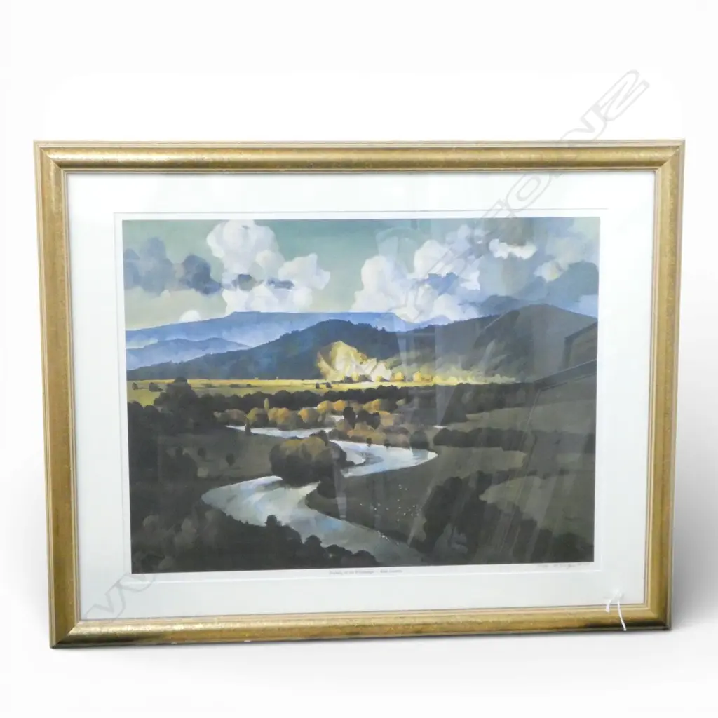 PETER MCINTYRE, 'EVENING ON THE WHAKAPAPA, KING COUNTRY' OFF-SET LITHOGRAPH ED 88/180 470 X 625MM Image 1++