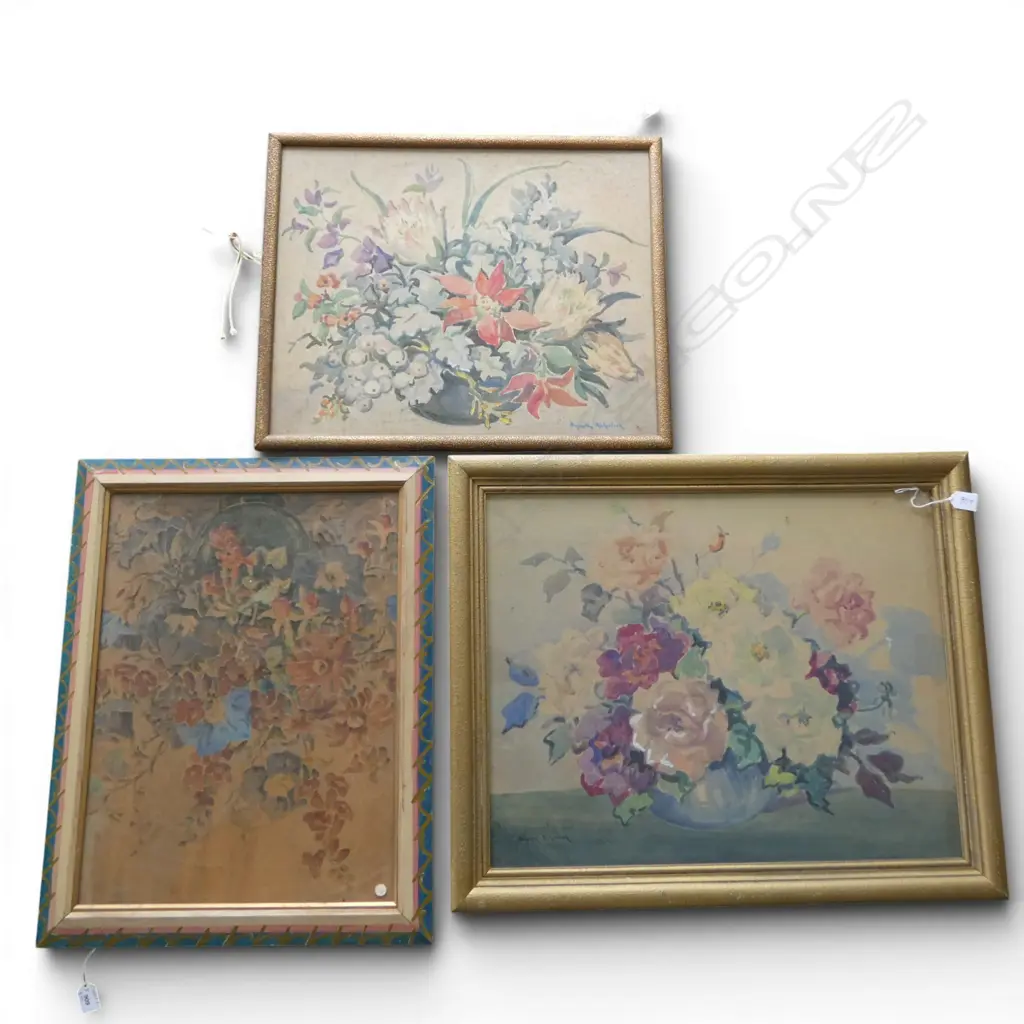 GWYNETH RICHARDSON, 3 FLORAL STILL LIFES, 490x620mm Image 1++