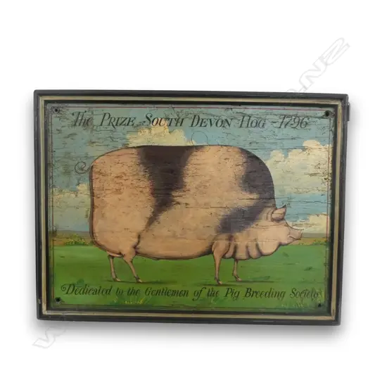PAINTED WOOD 'THE PRIZE SOUTH DEVON HOG' DISPLAY 460x610mm