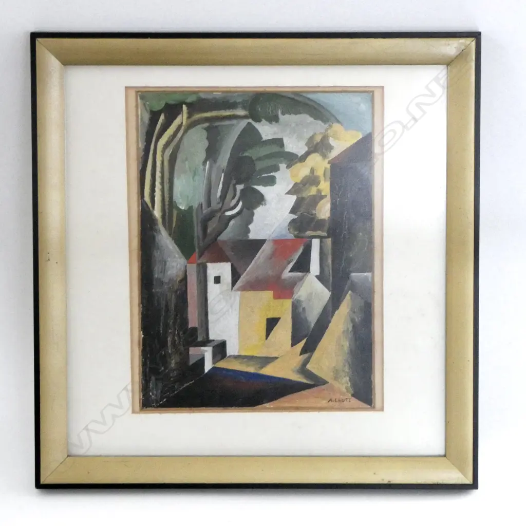 BEARS A.LHOTE SIGNATURE, HOUSES AND TREES, OIL ON CARD, 280 X 250MM (see long description) Image 1++