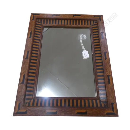 ANTIQUE OAK MIRROR w. INLAID DESIGN 445x350mm