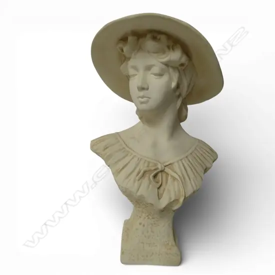 A CERAMIC FIGURAL BUST - GIRL IN SUNHAT 600 mm (H)