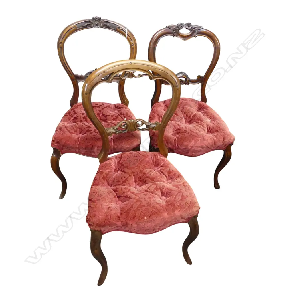 3 VICTORIAN BALLOON BACK DINING CHAIRS Image 1++