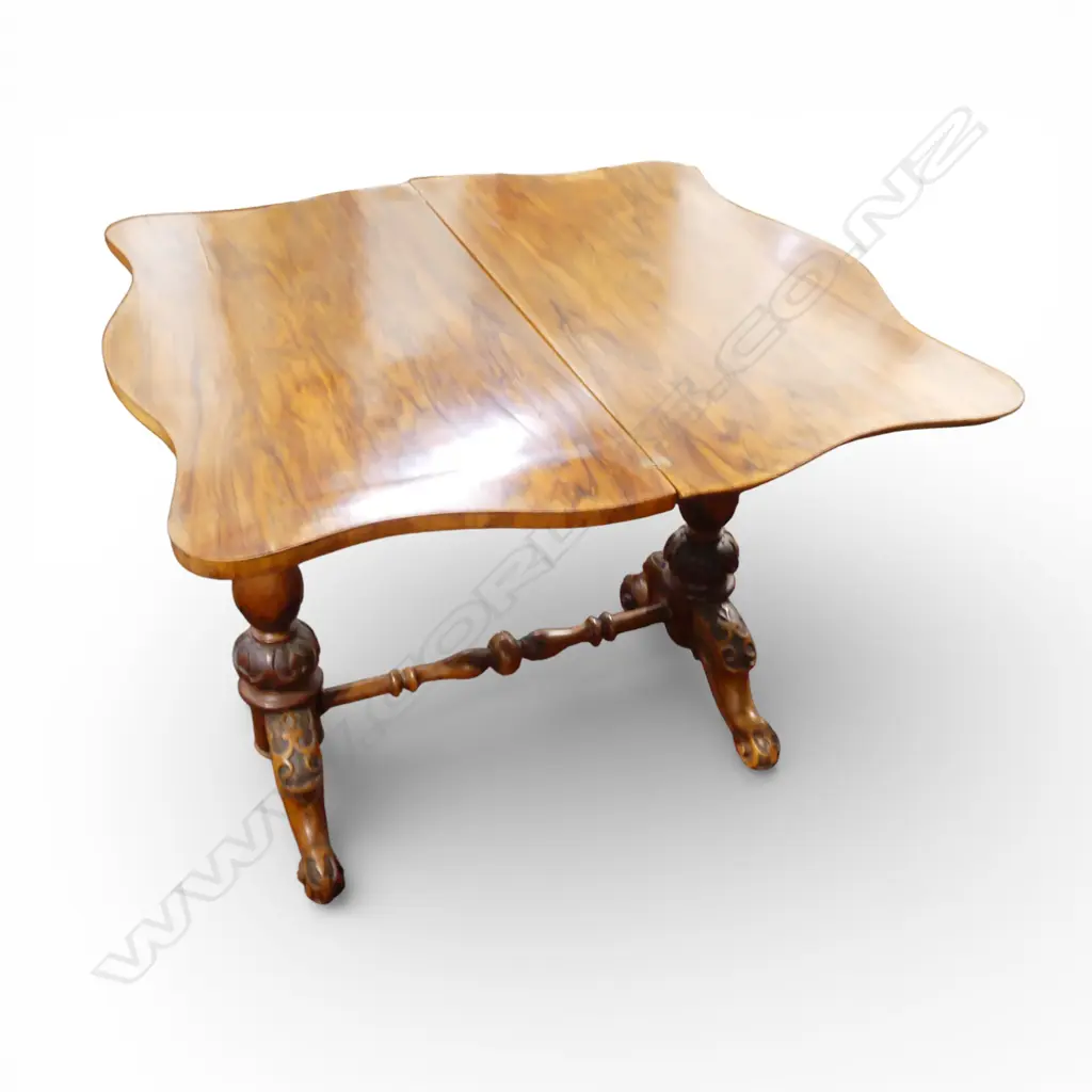 VICTORIAN FOLD OVER TOP CARD TABLE 920x460x745mm Image 1++