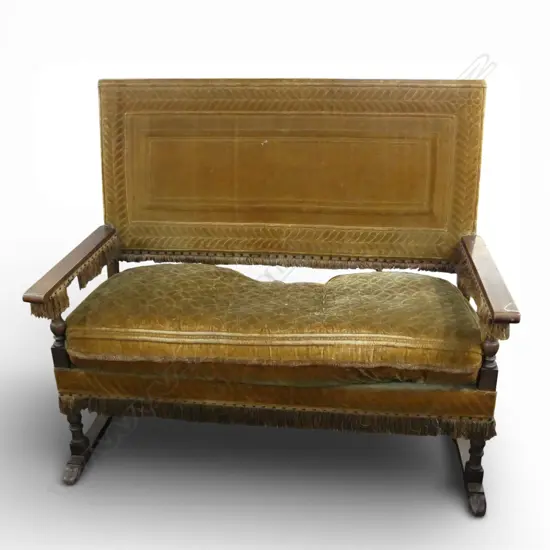 JACOBEAN STYLE SETTEE SOFA IN TAN VELVET 1380x750x1200mm