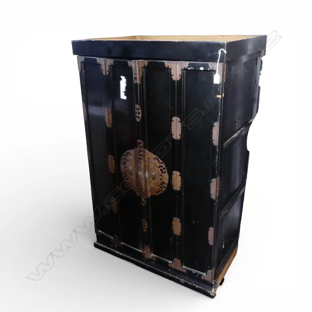 JAPANESE BLACK LACQUER BUTSUDAN SHRINE CABINET 800x575x1270mm FAULTS Image 1++