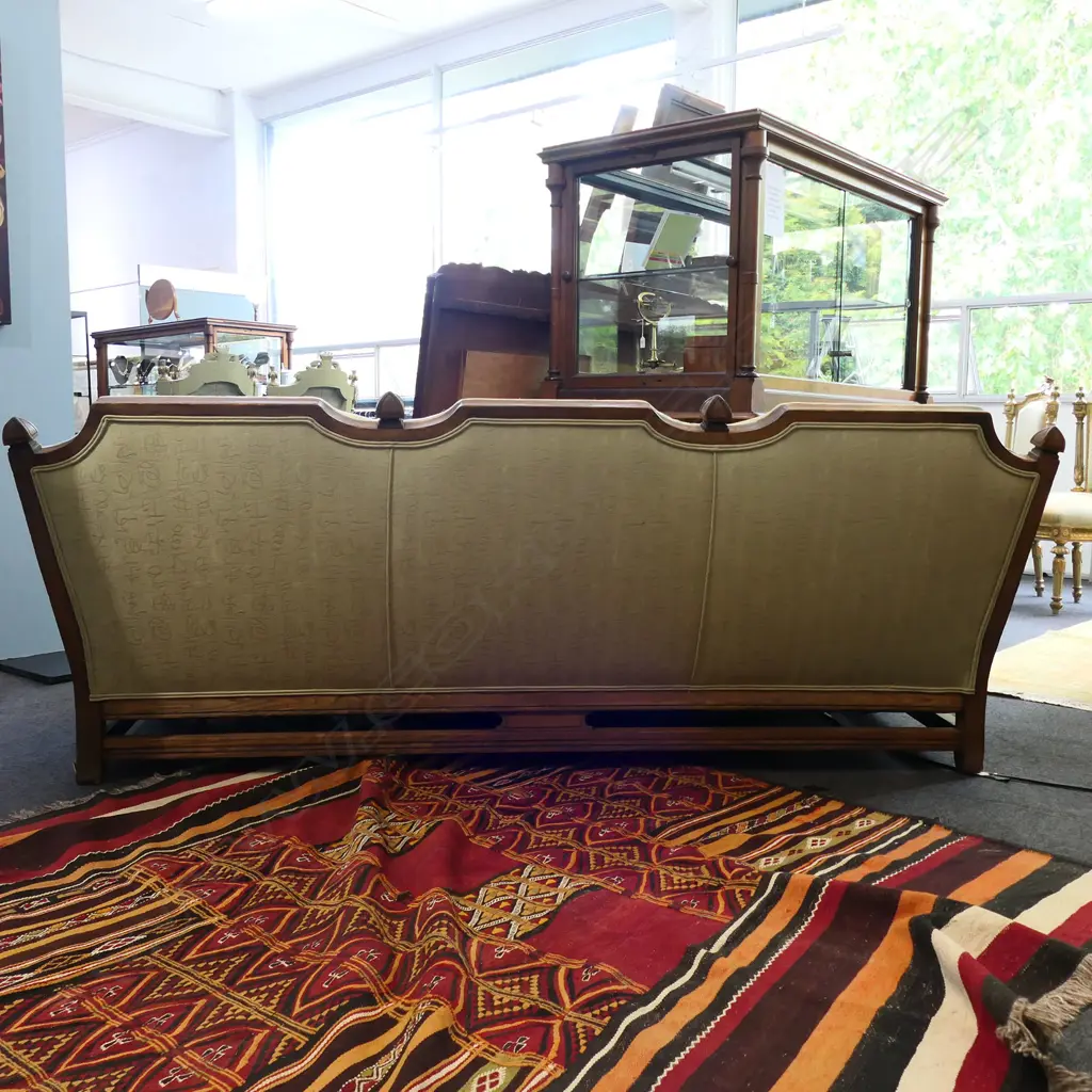 C.1900 UPHOLSTERED 3-4 SEATER SOFA, TUDOR STYLE W.2180mm Image 1++