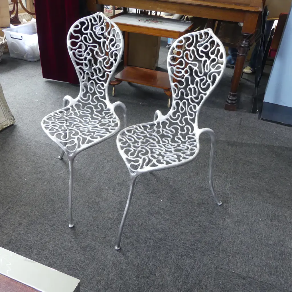 PR Stephane Rondel Unpolished Aluminium 'Peanut' Chairs Image 1++