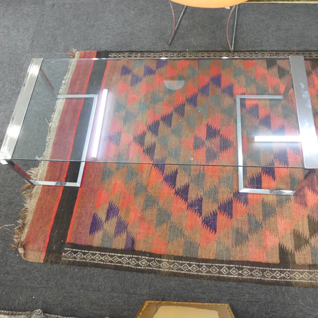 DESIGNER ITALIAN GLASS COFFEE TABLE 1400x605x335mm Image 1++