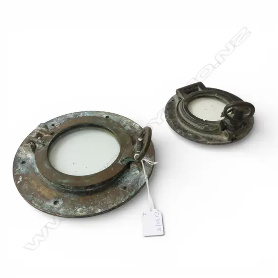 2 BRONZE SHIPS PORTHOLES 205 / 150mm dia