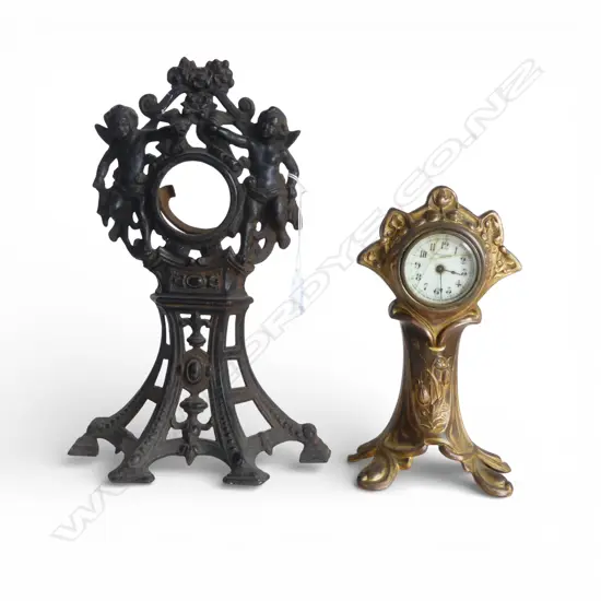 CAST IRON CLOCK FRAME H.310mm, NEW HAVEN GILT METAL CLOCK H.220mm