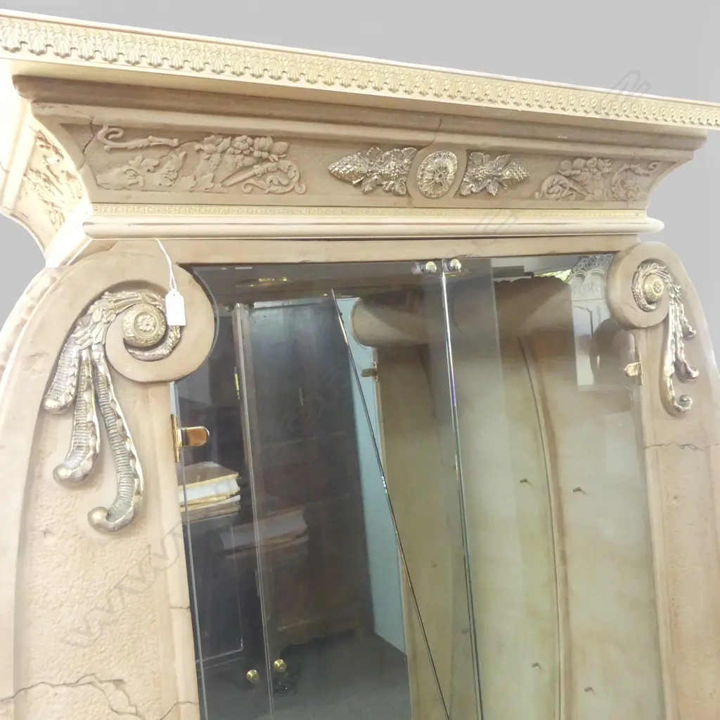 Large resin (faux marble) French style display cabinet with cracked mirror to the back. 1220 x 420 x 1860mm Image 1++