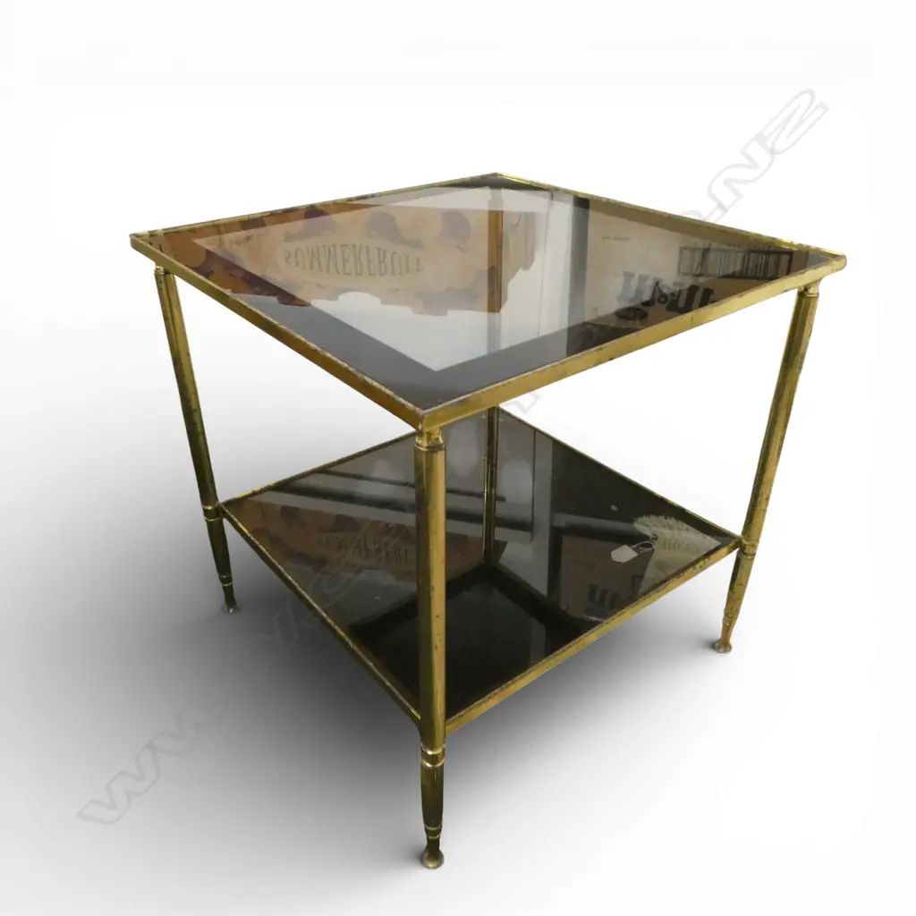 BRASS & GLASS SIDE TABLE 455x455x460mm Image 1++