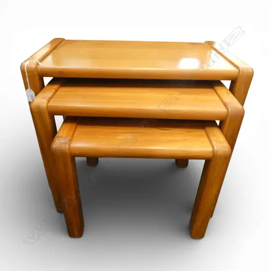 3 MODERN RIMU NESTING TABLES W.580mm