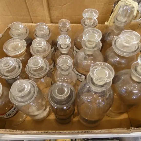 COLLECTION OF VINTAGE GLASS CHEMIST BOTTLES