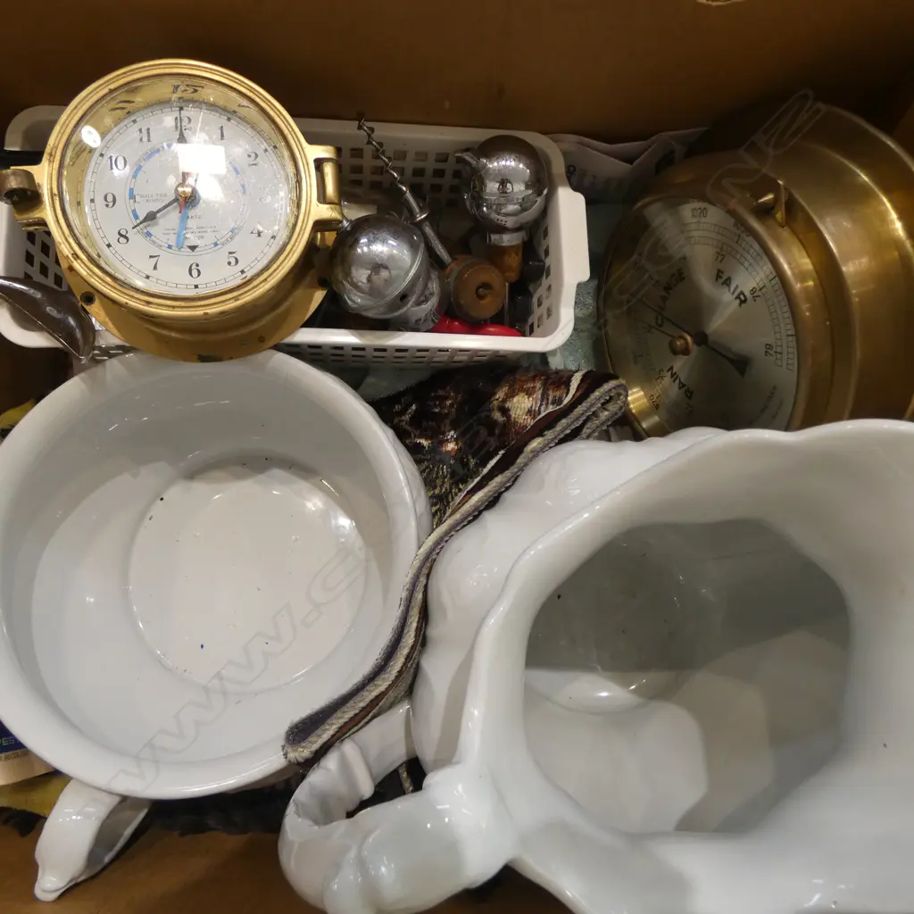 WALL BAROMETER & CLOCK, BOTTLE OPENERS, WASH JUG & CHAMBER POT Image 1++