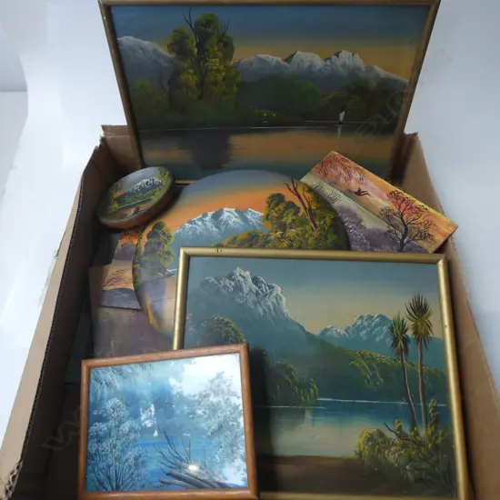 ASST. COLONIAL LANDSCAPE OILS; BUSH & LAKE SCENES + JOY FRIIS ETC