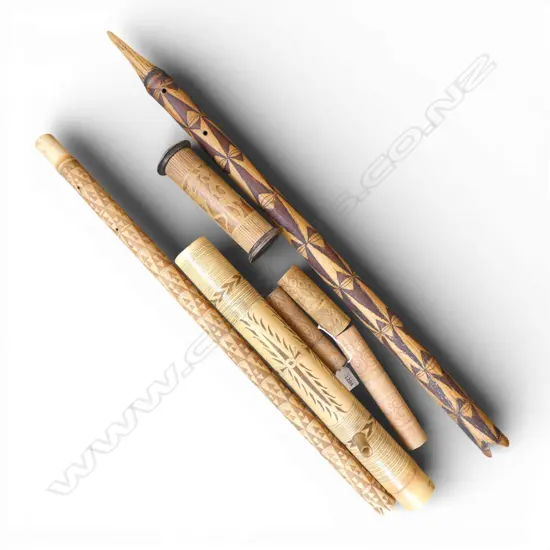 7 ORIENTAL ITEMS; 4 BAMBOO LIME CONTAINERS ETC