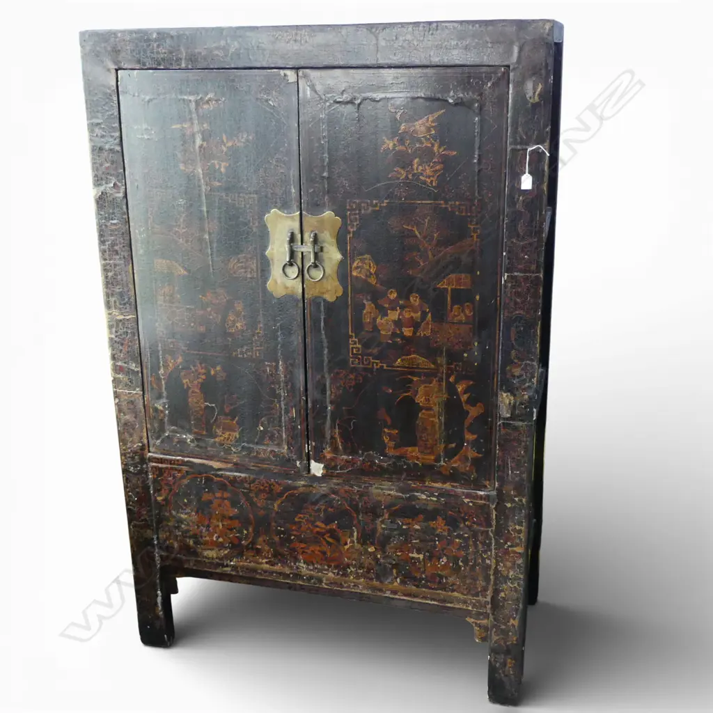 ANTIQUE CHINESE CABINET losses to lacquer 1210x565x1870mm Image 1++