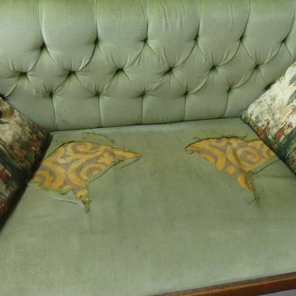 ANTIQUE DOUBLE END SOFA needs reupholstery W.1900mm approx. Image 1++