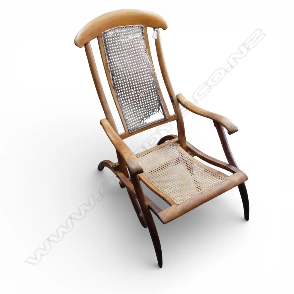 EDWARDIAN STEAMER DECK CHAIR wicker needs replacing  Image 1++