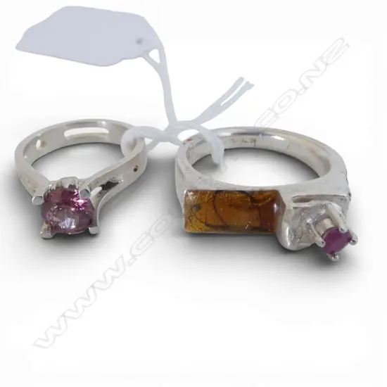 TWO ORIGINAL SIMON MISDALE STERLING SILVER AND GEMSTONE SET RINGS (retail $180 each) From Simon's estate