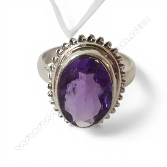 SILVER AMETHYST RING SIZE P