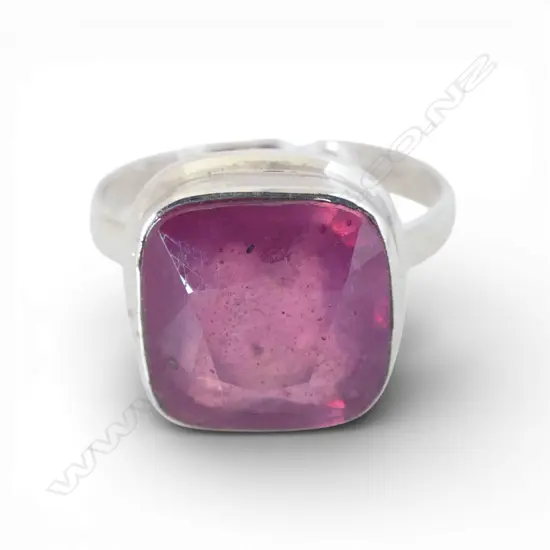 SILVER & RUBY RING enhanced SIZE P