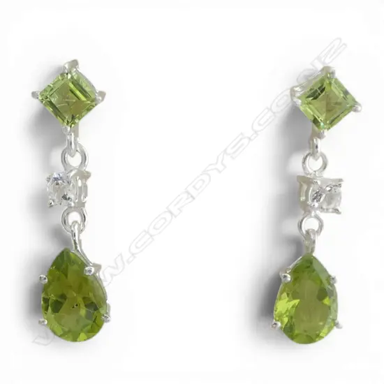 PR SILVER PERIDOT & WHITE TOPAZ EARRINGS