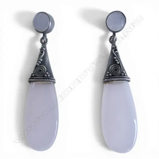 PR SILVER & ROSE QUARTZ DROP EARRINGS