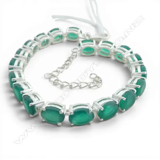 SILVER & GREEN ONYX TENNIS BRACELET