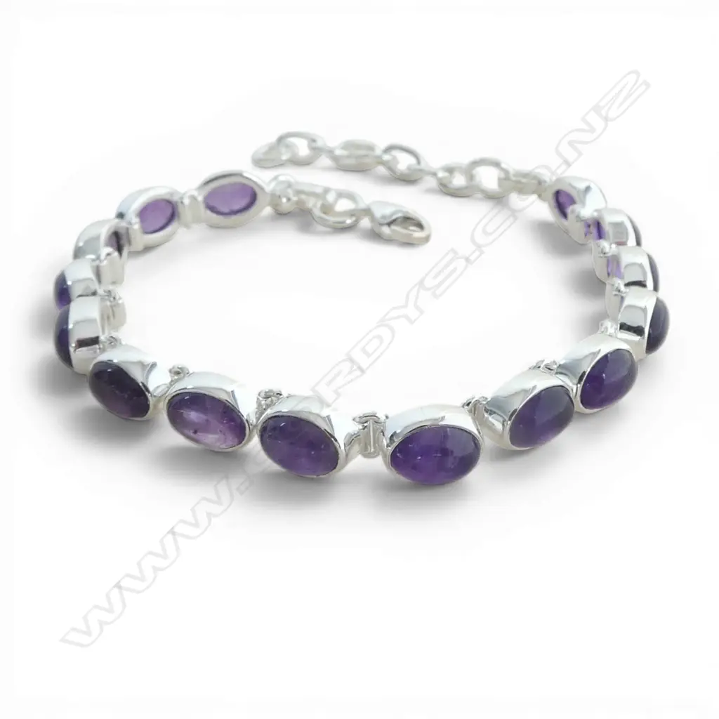 SILVER & AMETHYST TENNIS BRACELET Image 1++