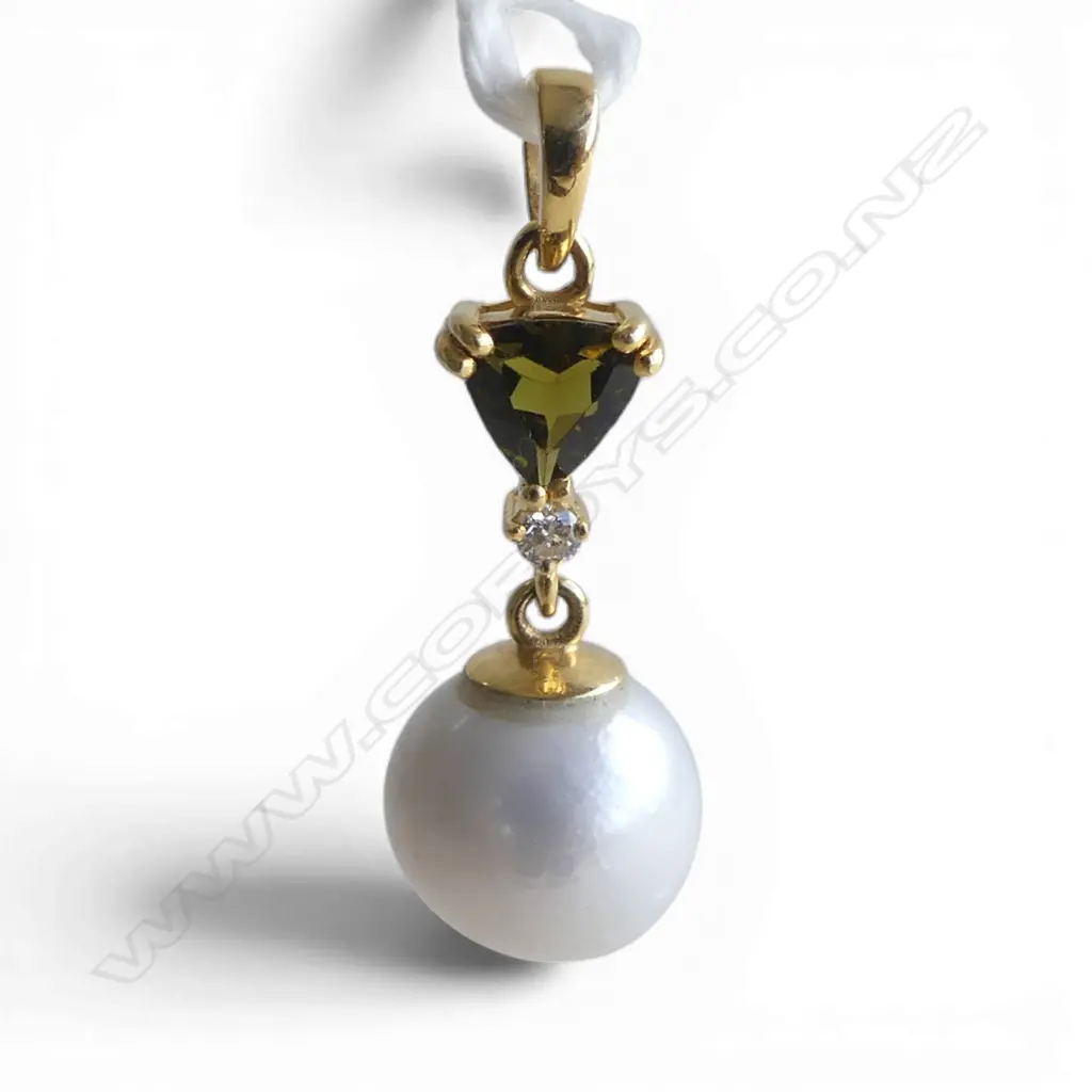 14ct DIAMOND & TOURMALINE PENDANT Image 1++