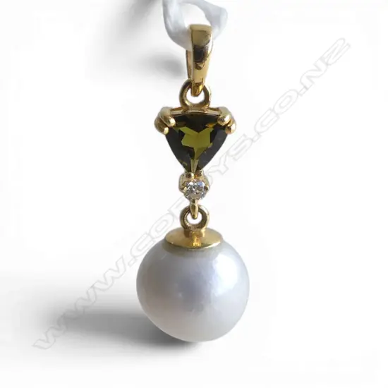14ct DIAMOND & TOURMALINE PENDANT