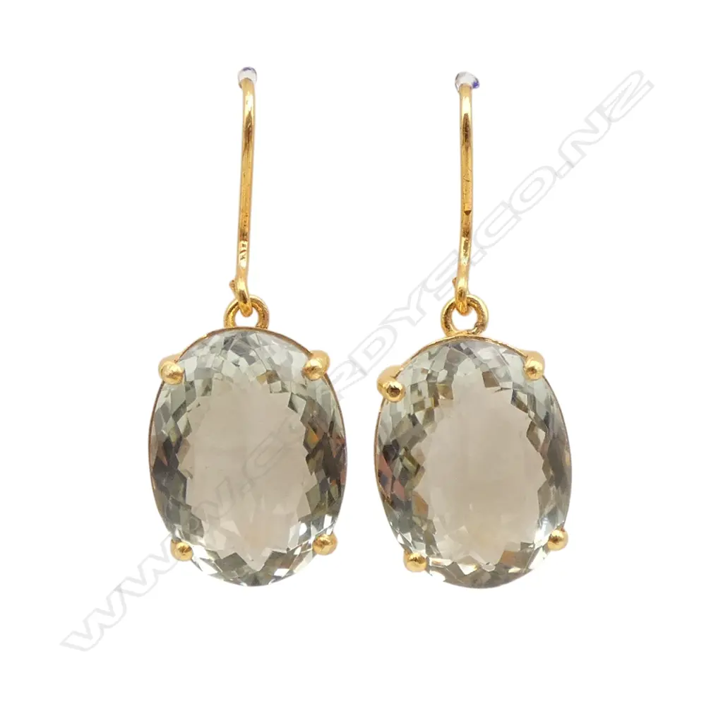 PR 14ct GREEN AMETHYST EARRINGS Image 1++