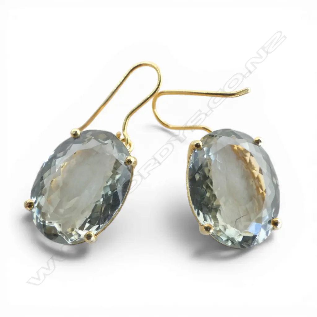 PR 14ct GREEN AMETHYST EARRINGS Image 1++