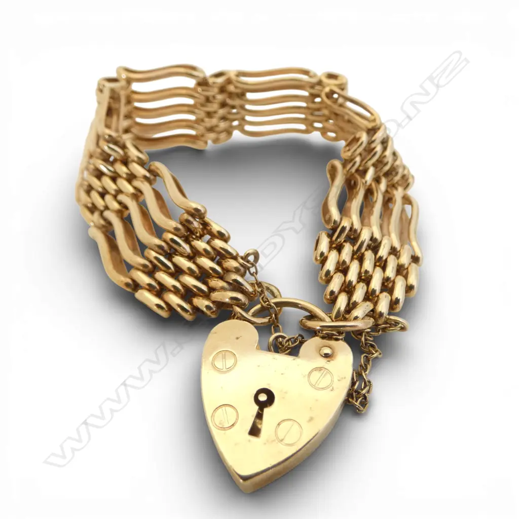 LGE & HEAVY CAST 9ct GOLD GATELINK BRACELET w valuation Image 1++