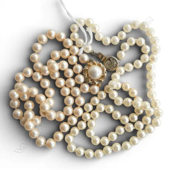 2 COSTUME PEARL NECKLACES. L's.500 & 600MM