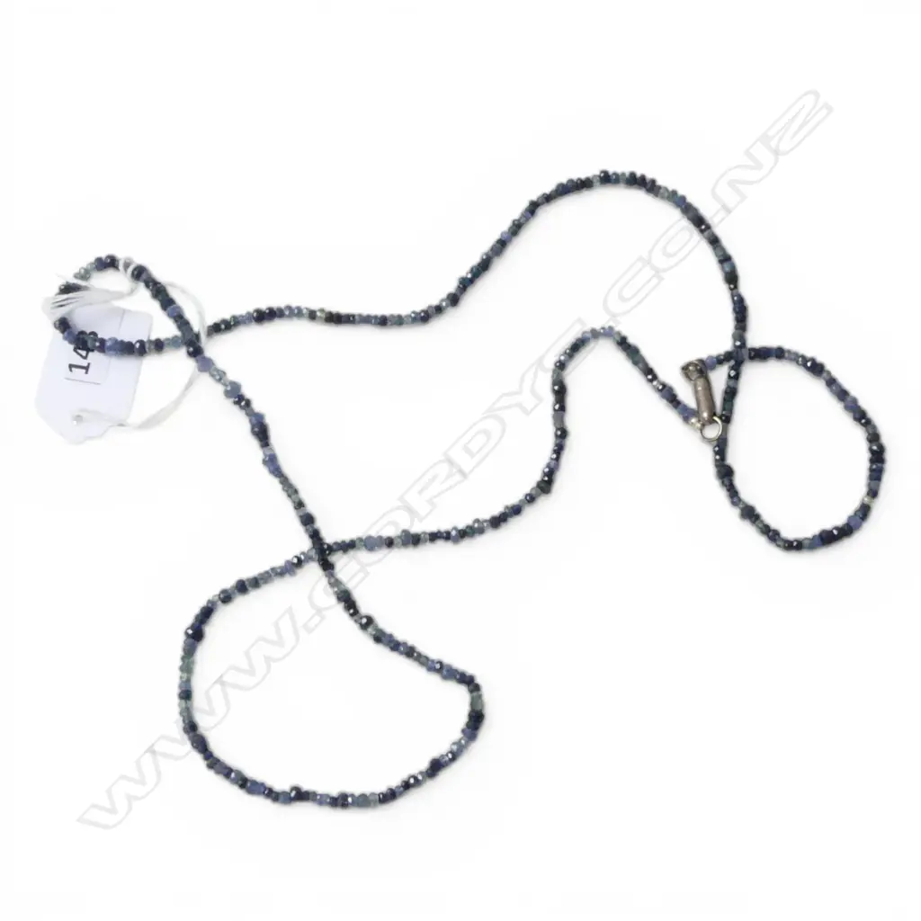 BLUE SAPPHIRE NECKLACE w. VALUATION L.850mm Image 1++
