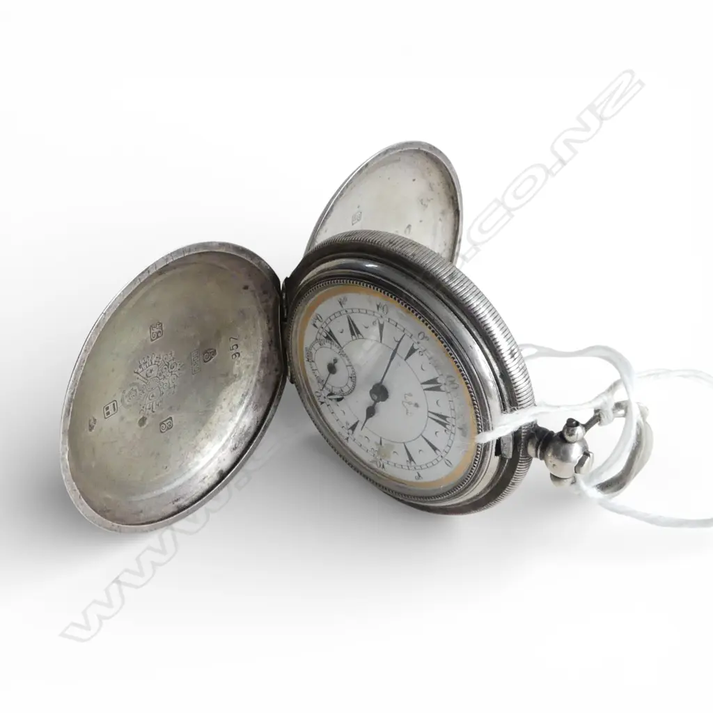 19thC TURKISH 800 SILVER CASE HUNTER POCKET WATCH  Image 1++