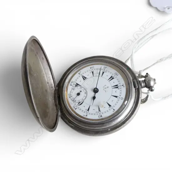 19thC TURKISH 800 SILVER CASE HUNTER POCKET WATCH 