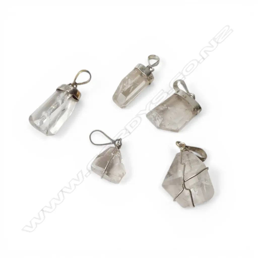 5 X SILVER & TOPAZ CRYSTAL PENDANTS new old stock Image 1++