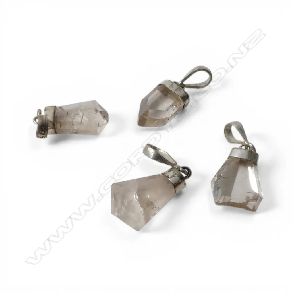 4 X SILVER & TOPAZ CRYSTAL PENDANTS new old stock Image 1++