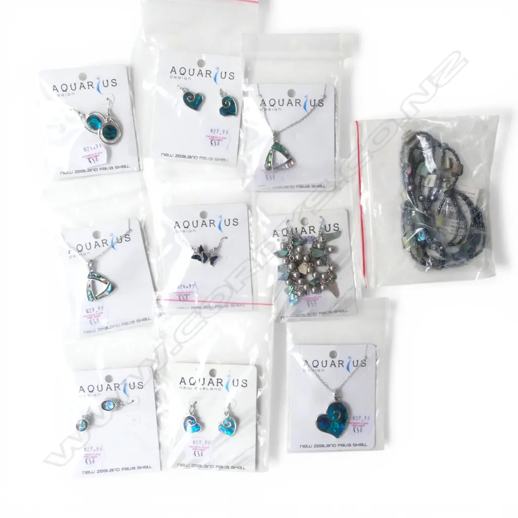 10 PCS CARDED PAUA SHELL JEWELLERY, new old stock Image 1++