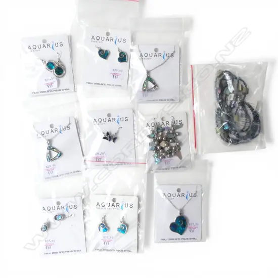 10 PCS CARDED PAUA SHELL JEWELLERY, new old stock