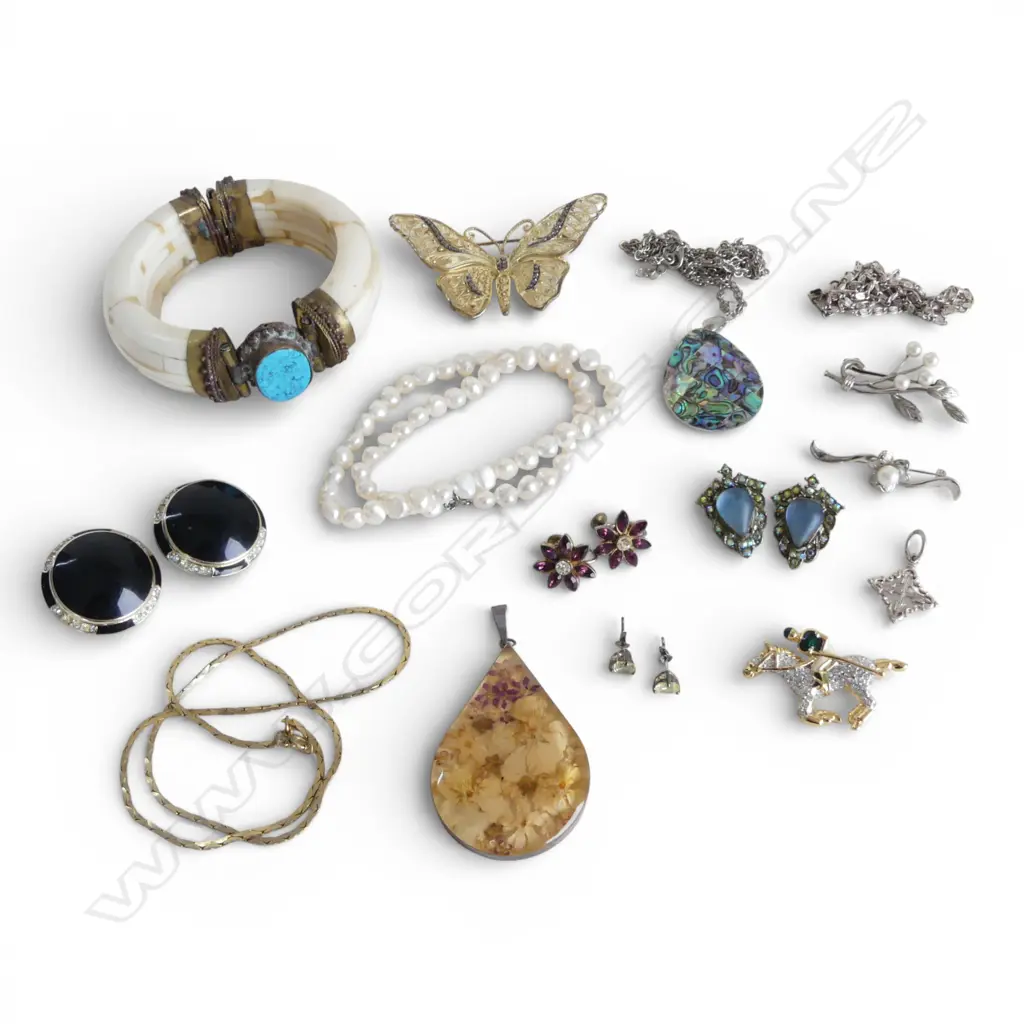 COSTUME JEWELLERY PCS + LRG ETHNIC BONE & TURQUOISE BRACELET Image 1++