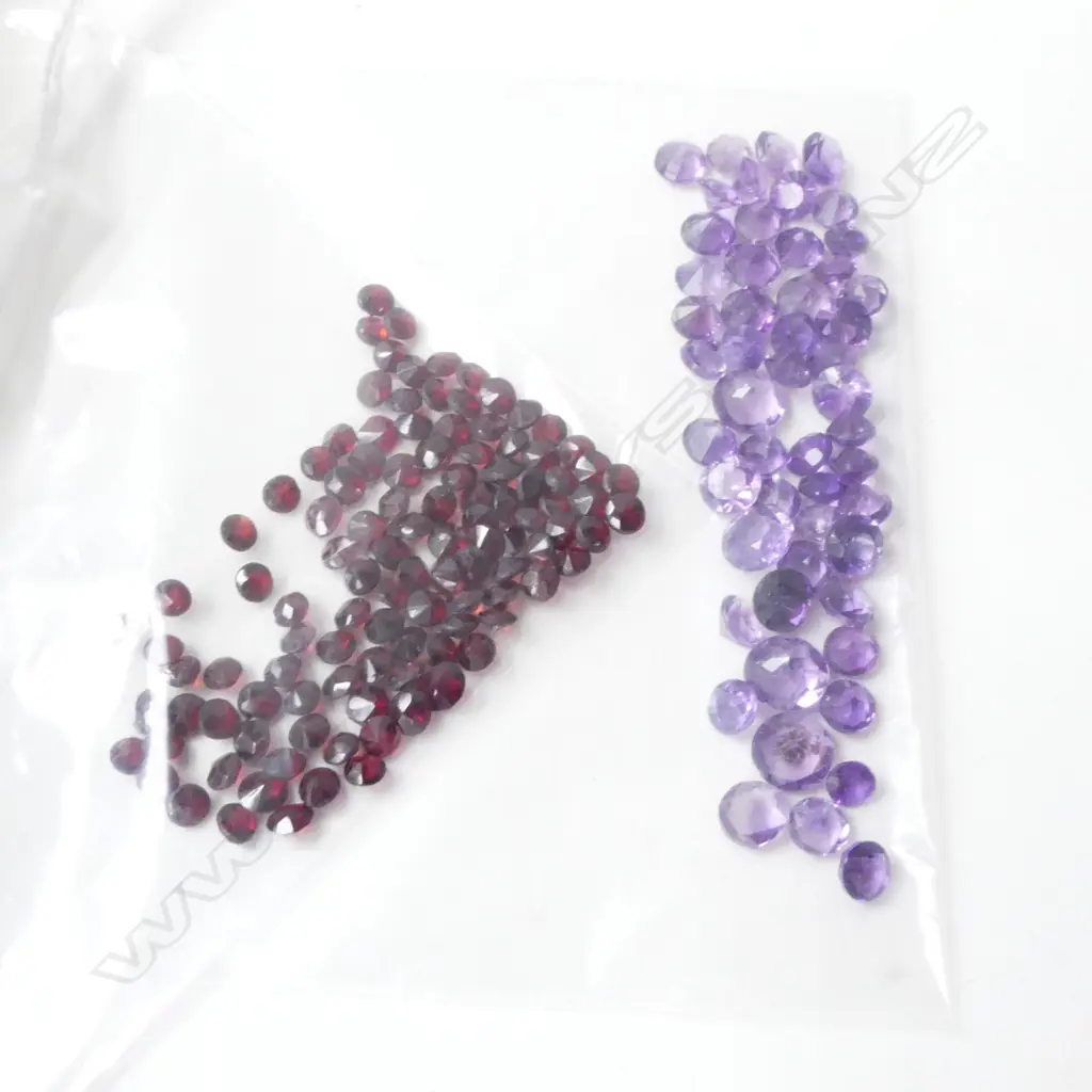 10ct SML ROUND FACET CUT AMETHYST & SAME of VINTAGE BOHEMIAN GARNETS Image 1++