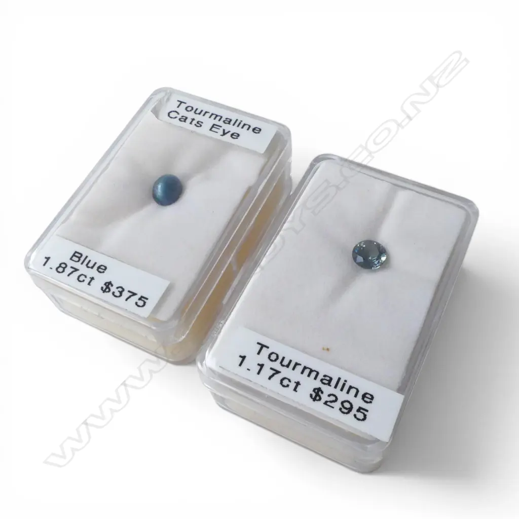 2 TOURMALINES: 1.17ct circular facet cut + oval 'cats eye' star tourmaline 1.87ct Image 1++