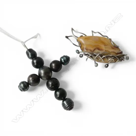 2 ORIGINAL SIMON MISDALE BESPOKE PENDANTS INCLUDES A BLACK TAHITIAN PEARL CROSS  From Simon's estate.