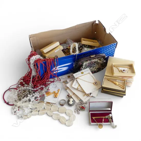 ASST. COSTUME JEWELLERY; BOXED TIE PIN SLIDES / CHAINS ETC